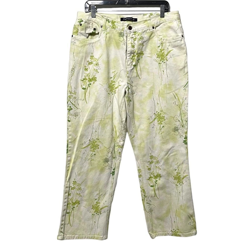 BILL BLASS Vintage Floral Grass Ankle Jeans 14